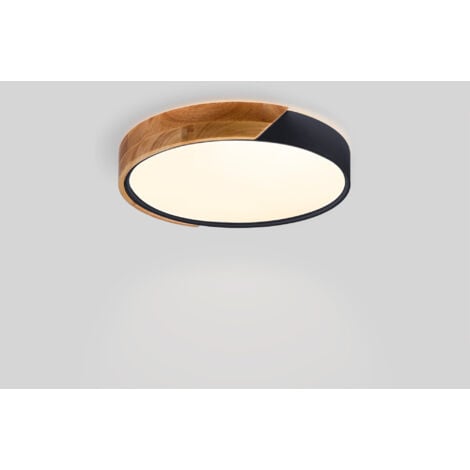 Plafón LED Techo CCT 24W - Madera Y Policarbonato - Ø40cm - IP22 - Negro
