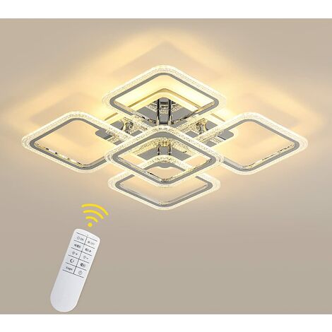 GOECO Plafon led techo regulable de 73 W, lamparas de techo salon de 4 + 1 cabezales con control remoto, 3000 K-6000 K de diámetro, 60 cm, adecuada para lampara techo en sala de estar, dormitorio