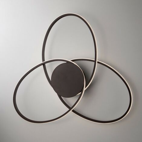 Plafón marrón de metal y aluminio con 3 leds integrados 67x h8 cm