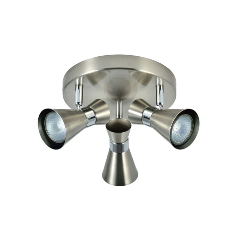 Akunadecor Eclairage Salle de Bain Plafond Maximo 3 Spots Nickel-Chrome