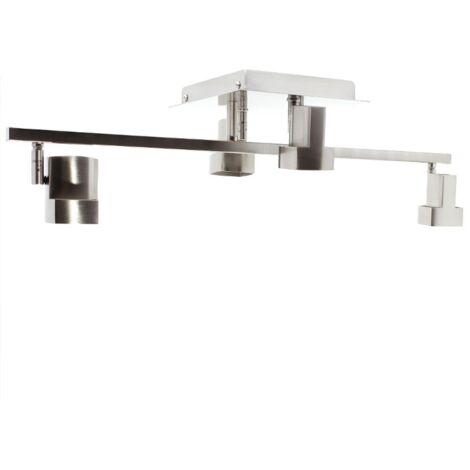 Plafón “Moka” de cuatro luces luces (220/240V) IP20 fabricado en acero y zamak color níquel satinado