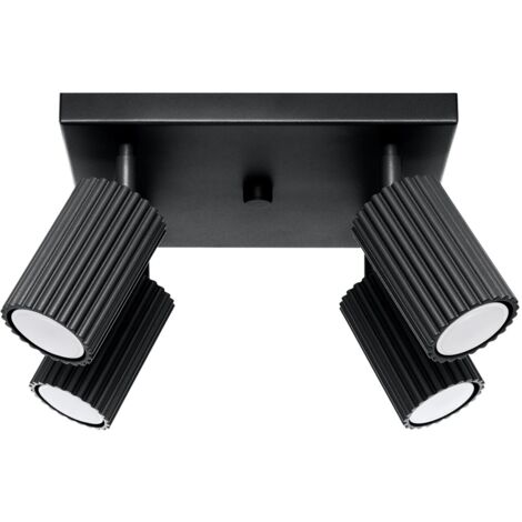 Plafón Moto negro, 4 luces