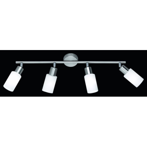 Plafón Níquel 4 Focos Foco Orientable Pantalla Cristal Mars Trio Lighting