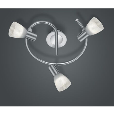 Plafón Pinwheel Níquel 3 Orientable E14 Pantalla Cristal Focos Levisto Trio Iluminación
