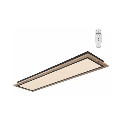 CRISTALRECORD Plafón rectangular LED regulación Smart "Hasbi" (54W 3CCT 5900lm) – Madera/Negro