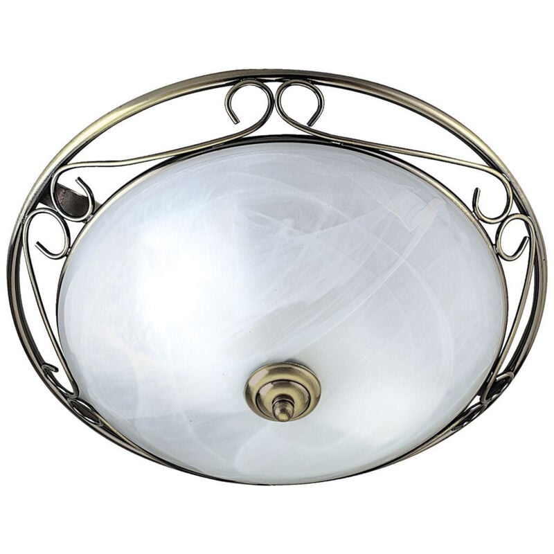 

Searchlight - Lámpara de techo de latón de estilo antiguo, iluminación de sala de estar, reflector de vidrio con aspecto de mármol 6436