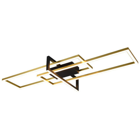 Plafón Salinas 3 Rectángulos Led 34w Oro-Negro L100 cm Regulable Trio Iluminación