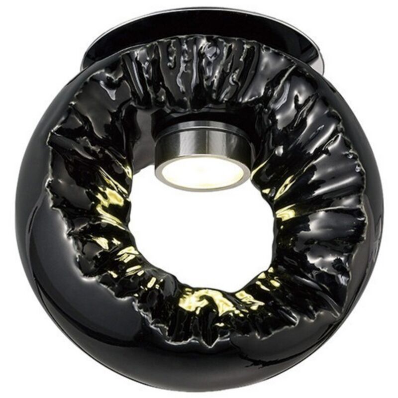Inspired Diyas - Salvio - Escultura Cerámica Redonda para Techo 1 x 3W LED Cromado, Negro