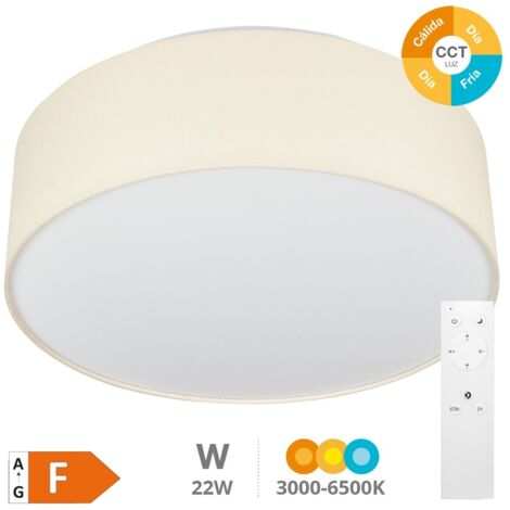Plafón techo LED de tela Kasker 22W 3000K a 6500K regulable Beige