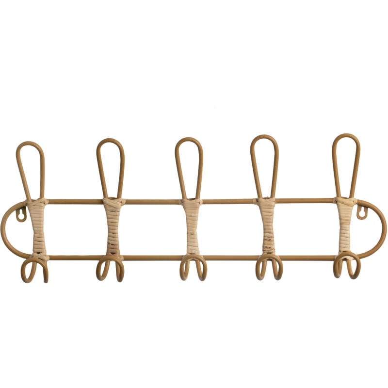 Fijalo - Support mural 5P. Métal/Rotin naturel