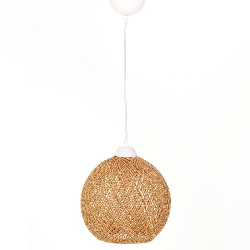 Wellhome - Plafonnier en jute, fait main, couleur écru marron