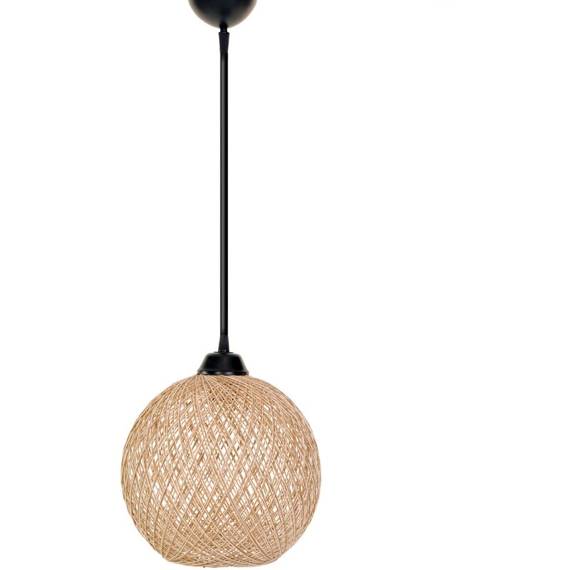 Plafonnier en jute, fait main, couleur blanc marron