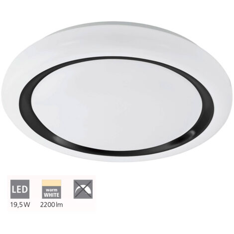 Plafond capasso plastique blanc, LED noire 19,5W 3000K H: 6cm Ø48cm