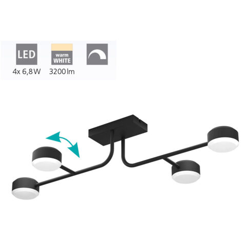 Plafond Clavellina Plastic blanc LED 4x6.8W 3000K L: 89 cm B: 46,5 cm H: 18,5 cm Dimmable