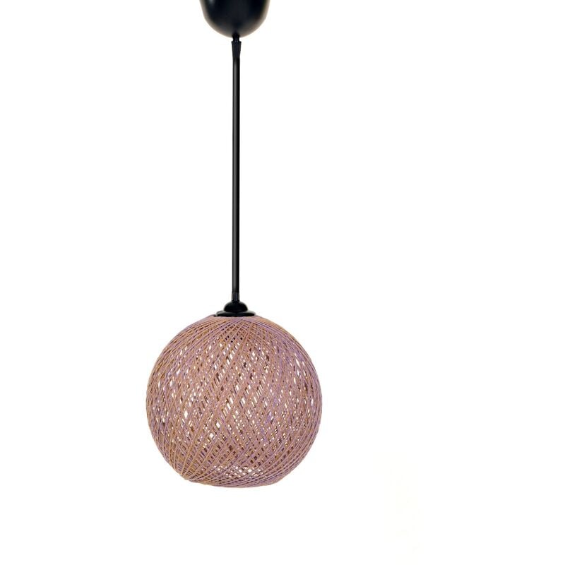 Plafonnier en jute, fait main Couleur lilas marron