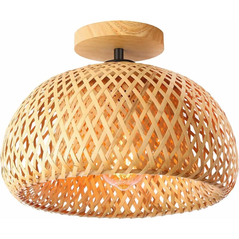 Plafond De Bambou, Luminaire De Plafond En Osier Semi-flushmount, Plafond De Luminaires De Rotin Boho Fait À La Main