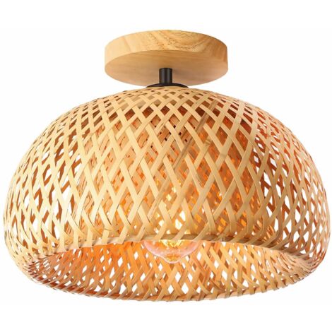 Plafond De Bambou, Luminaire De Plafond En Osier Semi-flushmount, Plafond De Luminaires De Rotin Boho Fait À La Main
