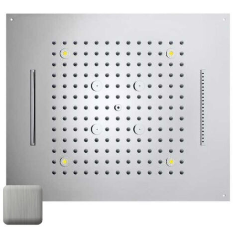 Plafond de douche 4 jets LED RGB chromothérapie acier brossé Dream - BOSSINI H389080075
