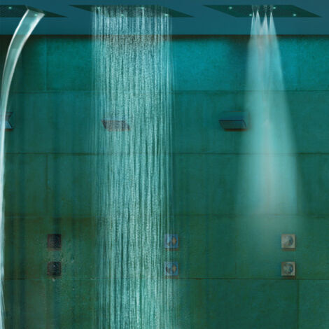 Plafond de douche 4 jets LED RGB chromothérapie noir mat Dream - BOSSINI H389080073