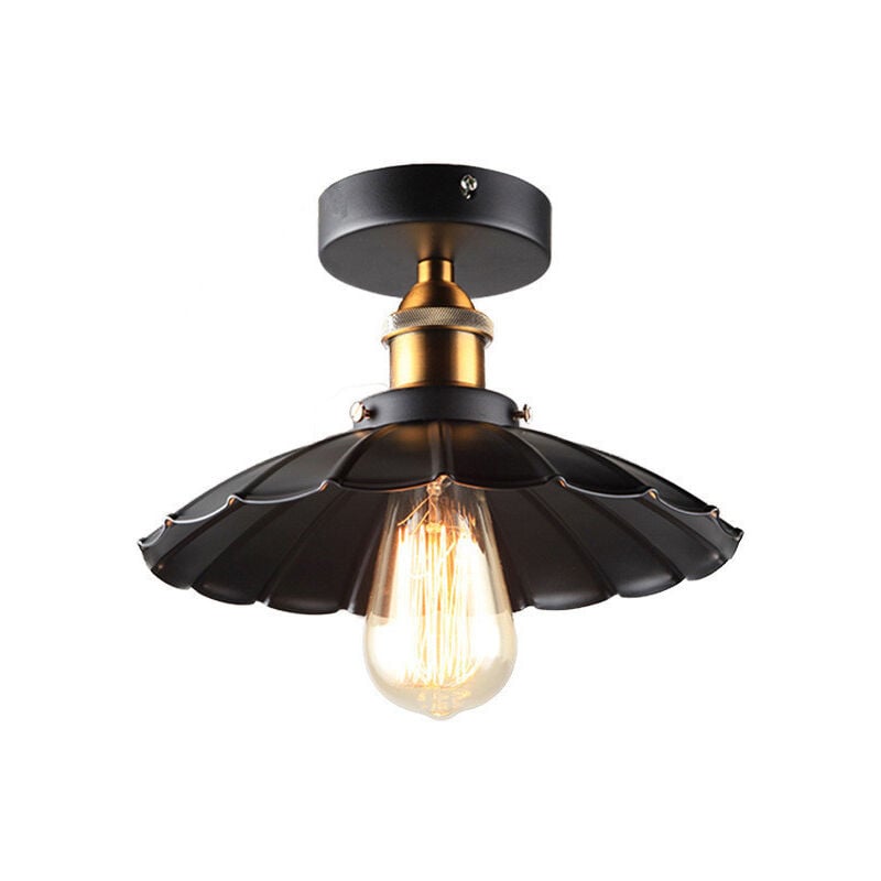 Plafond lumière moderne Vintage industriel métal noir Bronze Loft Bar Light Shade pendentif rétro plafonnier (noir)