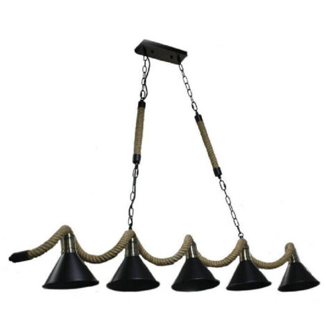 Plafond Lustre Corde De Chanvre Lampe Rustique Vintage 5 Accessoires E27 B24-5