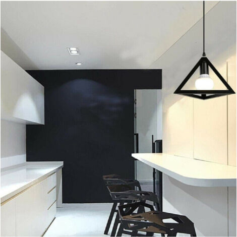 Plafond Lustre Suspension 3d Forme Triangle Douille E27 A35       Noir