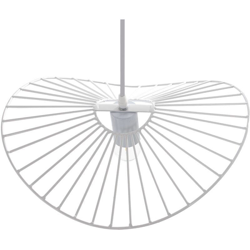 Plafonnier en métal blanc 1Xe27 Max 60W, non inclus 37X32X10 Cm, câble blanc 75 Cm