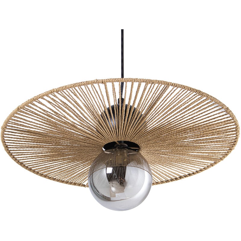 Plafonnier Métal/Corde/Verre, 1Xg9-5Wat (Led) Non Inclus 45X45X20 Cm