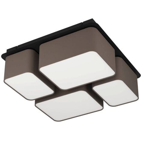 Plafond Mordazo Textile, Brown Brown, White E27 4x28W L: 51 cm B: 51 cm H: 17,5 cm Dimmable