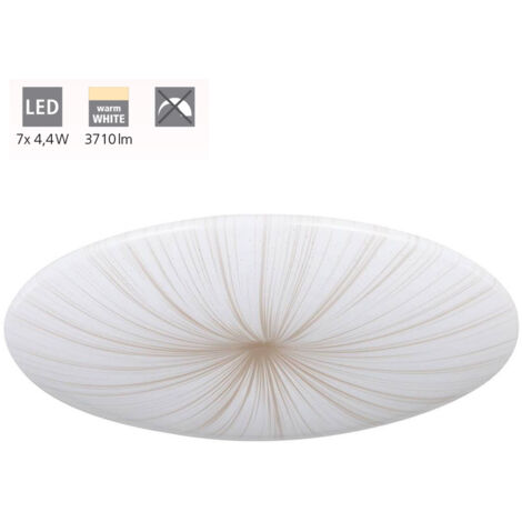 Plafond Nieves 1 Plastic blanc, Gold LED 7x4.4W 3000K H: 7cm Ø51cm