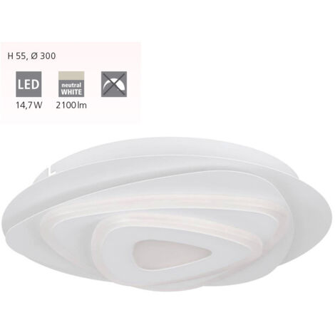 Plafond Palagiano Steel blanc LED 14,7W 4000K H: 5,5 cm Ø30cm