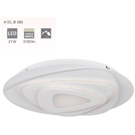 Plafond Palagiano Steel blanc LED 21W 4000K H: 5,5 cm Ø38 cm