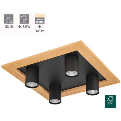 Plafond Valcasotto 1 Gu10 4x4.5W L: 37 cm B: 37 cm H: 10 cm Dimmable