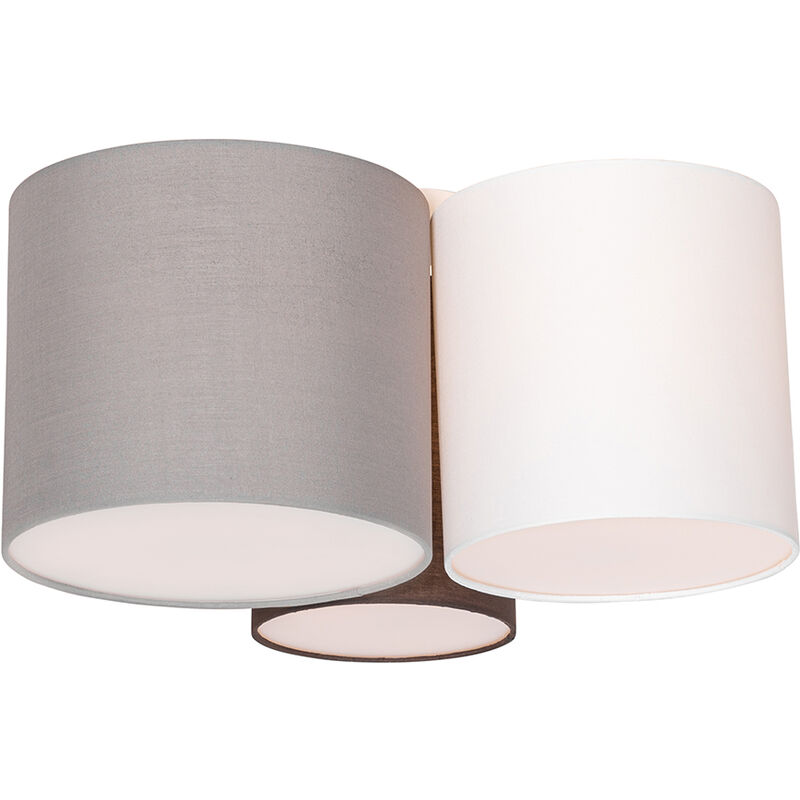 Qazqa Ceiling Light White Grey And Brown 3-light - Multidrum