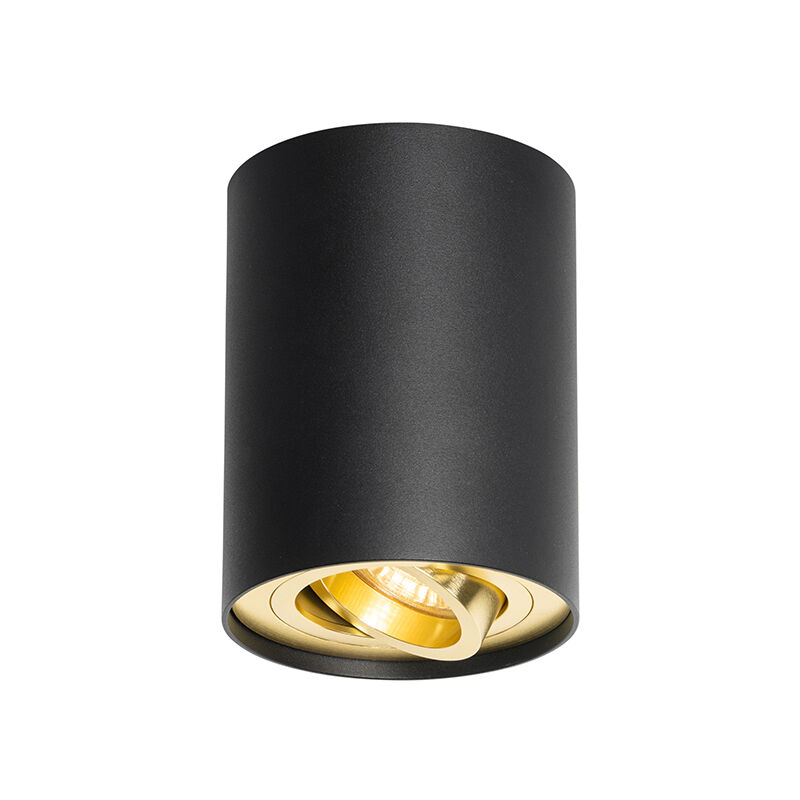 Ceiling spotlight black with gold rotatable and tiltable - Rondoo up