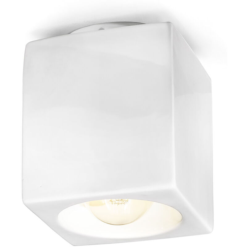 Image of Plafoniera Vintage Ceramica Smaltata Bianco 1 Luce E27