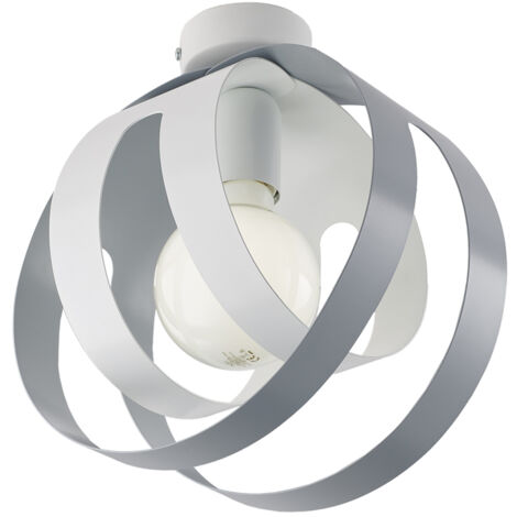 Plafoniera 1 Luce Tobias Ferro Laccato Bianco E Grigio Taglio Laser