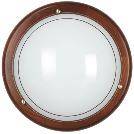 PLAFONIERA 1010 E27 D.30XH9,5CM BIANCA/LEGNO