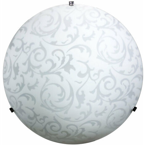 Plafoniera 1xE27 Ganci Cromo Vetro Lastra Bianco Decorato Damasco E-Energy Michela