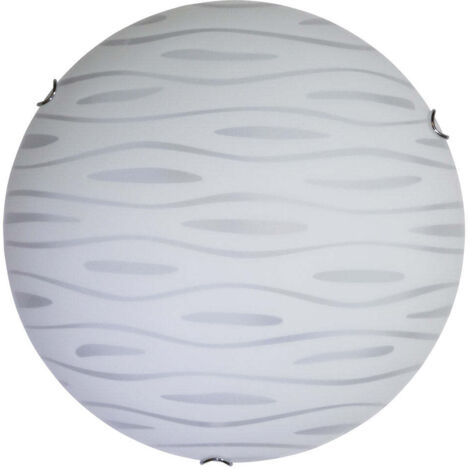 Plafoniera 1xE27 Ganci Cromo Vetro Lastra Bianco Decorato Marea E-Energy Fulvia