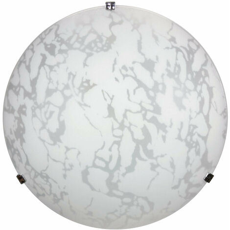 Plafoniera 1xE27 Ganci Cromo Vetro Lastra Bianco Decorato Marmo E-Energy Maida