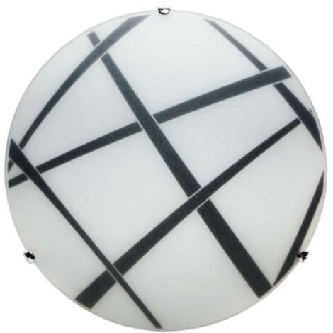 Plafoniera 1xE27 Ganci Cromo Vetro Lastra Bianco-Nero E-Energy Dario