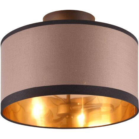 Plafoniera 2 luci, metallo e tessuto, nero e taupe, D30 cm, Davos