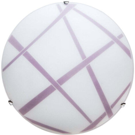 Plafoniera 2xE27 Ganci Cromo Vetro Lastra Bianco-Viola E-Energy Dario