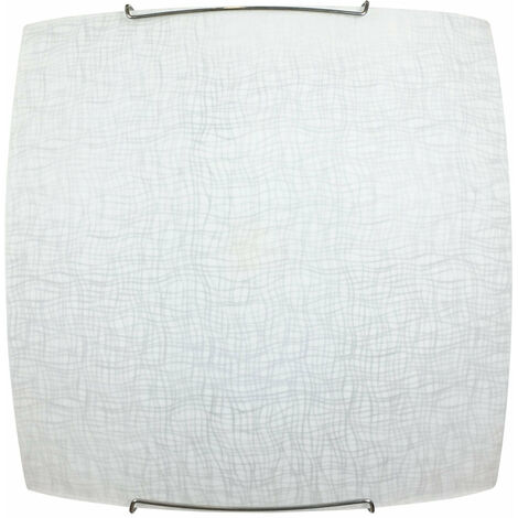 Plafoniera 2xE27 Ganci Cromo Vetro Lastra Serigrafato Bianco E-Energy Rebecca