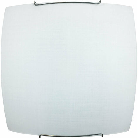 Plafoniera 2xE27 Ganci Cromo Vetro Lastra Serigrafato Tessuto Bianco E-Energy Rachele