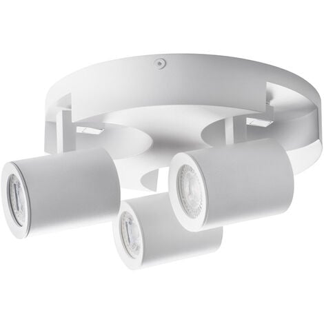 Plafoniera 3 diffusori orientabile da soffitto parete lampada tonda attacco GU10 per bagno soggiorno bianco o nero