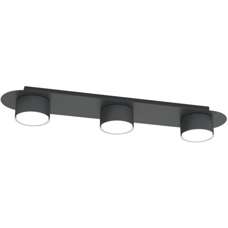 Plafoniera 3 Luci Freya In Acciaio Nero Diffusori A Cilindro