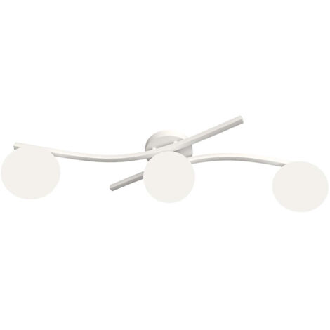 Plafoniera 3 Luci Opus In Accciaio Bianco E Sfere In Vetro Bianco