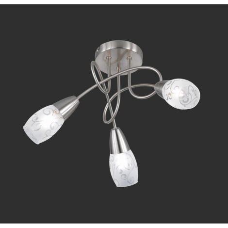 Plafoniera 3 Spots E14 Soffitto Diffusori Vetro Satinato Colmar GD Trio
